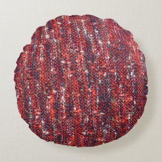 Colourful Knitted Texture: Cosy Background Round Cushion