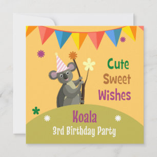 Colourful Koala Birthday Party Invitation