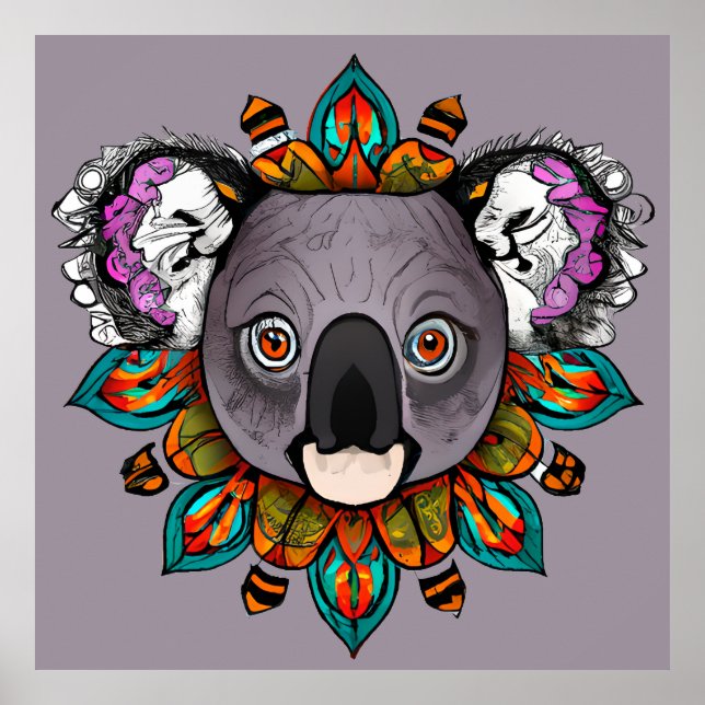 Colourful Koala Mandala Unique & Interesting Poster (Front)