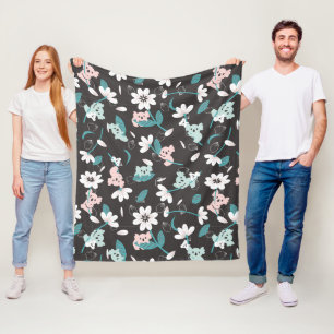 Colourful Koala Pattern Cute Animal and Floral Fleece Blanket