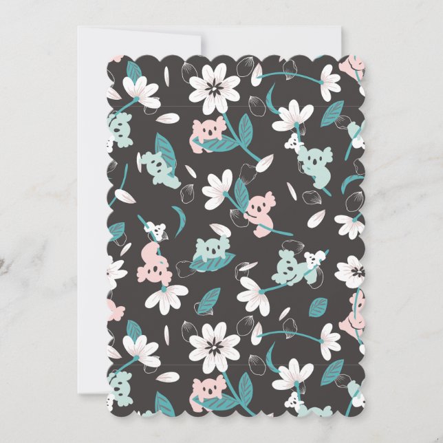 Colourful Koala Pattern Cute Animal and Floral Invitation (Front)