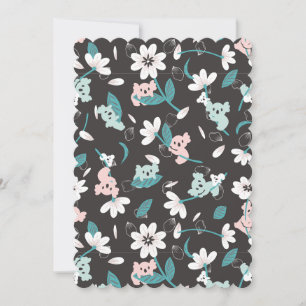 Colourful Koala Pattern Cute Animal and Floral Invitation