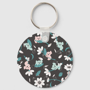 Colourful Koala Pattern Cute Animal and Floral Key Ring