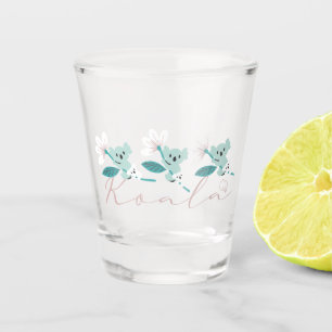 Colourful Koala Pattern Cute Animal and Floral Shot Glass