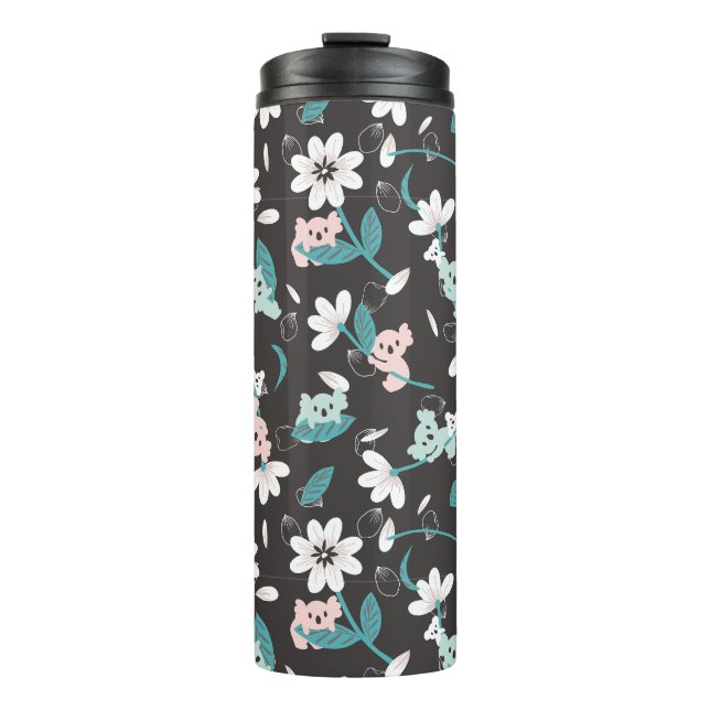 Colourful Koala Pattern Cute Animal and Floral Thermal Tumbler (Front)