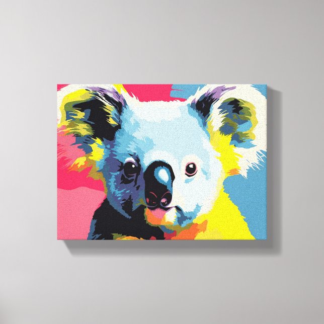 Colourful koala wrapped canvas art (Front)