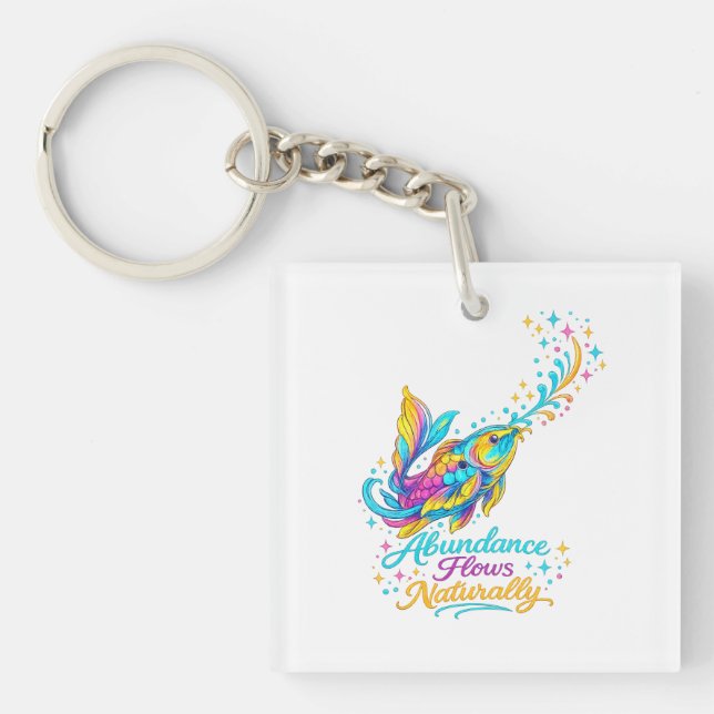 Colourful Koi Fish Abundance Square Keychain (Front)