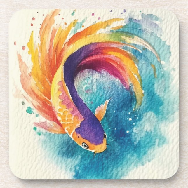Colourful Koi Fish Coaster (Front)