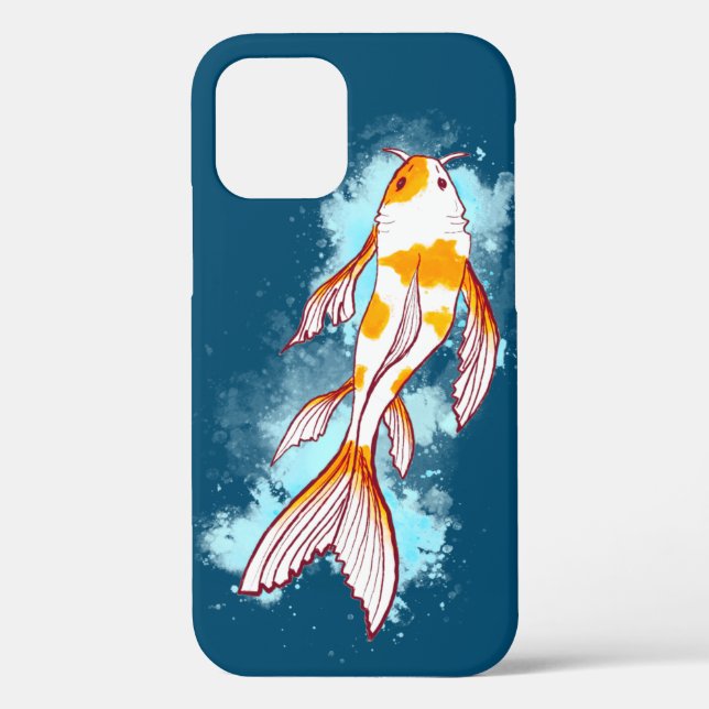 Colourful Koi Fish Drawing Splashing in Blue Water Case-Mate iPhone Case (Back)