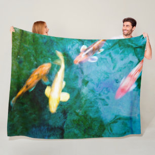 Colourful Koi Fish Fleece Blanket
