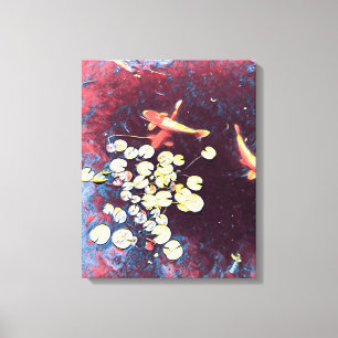 Colourful koi fish Japanese fishpond Canvas Print