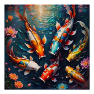 Colourful Koi Fish no 3 Glossy Poster