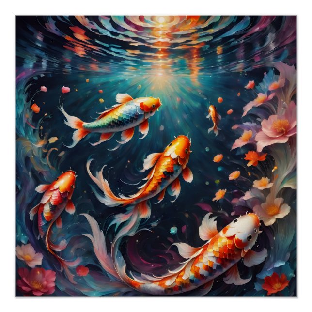 Colourful Koi Fish no 4 Glossy Poster (Front)
