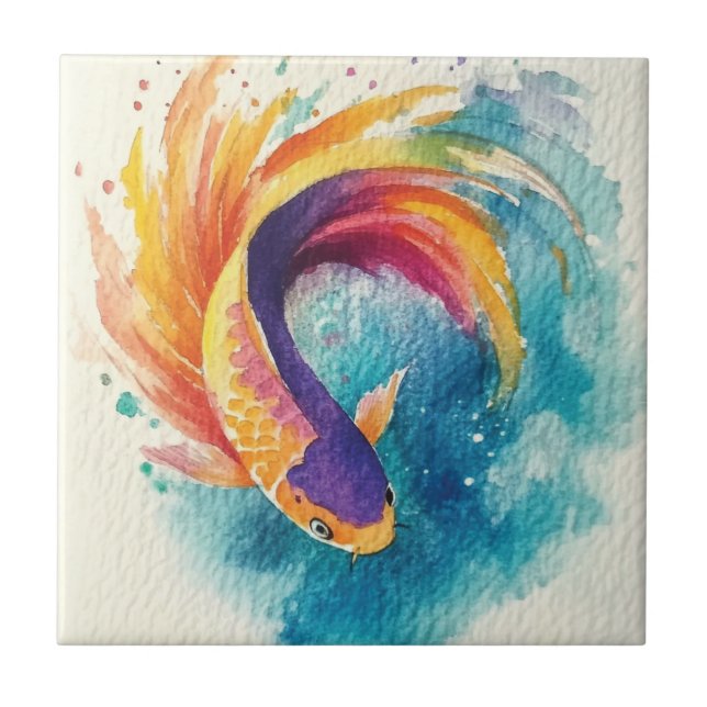 Colourful Koi Fish Tile (Front)