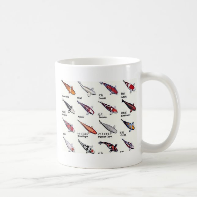 Colourful Koi Fish Varieties Nishikigoi Asian Art Coffee Mug (Right)