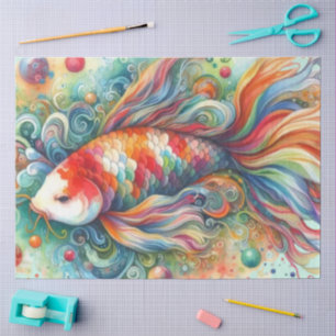 Colourful Koi Fish Watercolor Orange Decoupage Tissue Paper
