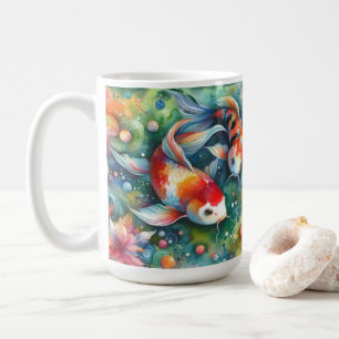 Colourful Koi Fish Whimsical Watercolor Orange Tea Coffee Mug