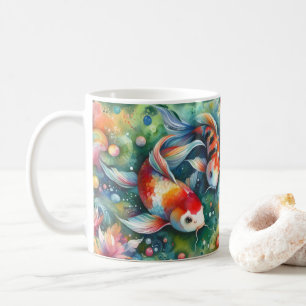 Colourful Koi Fish Whimsical Watercolor Orange Tea Coffee Mug