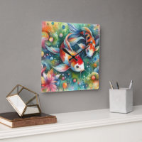 Colourful Koi Fish Whimsical Watercolor Orange Tea