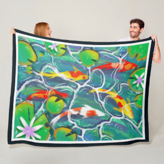 Colourful Koi Pond Fleece Blanket