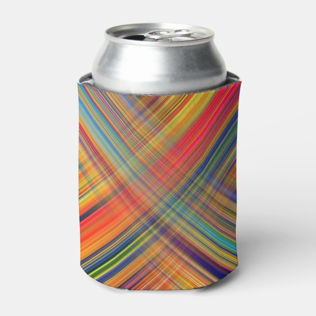 Colourful Kriss Kross Pattern Plaid Can Cooler (Can Front)
