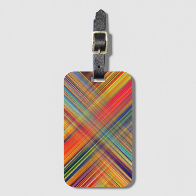 Colourful Kriss Kross Pattern Plaid Luggage Tag (Front Vertical)