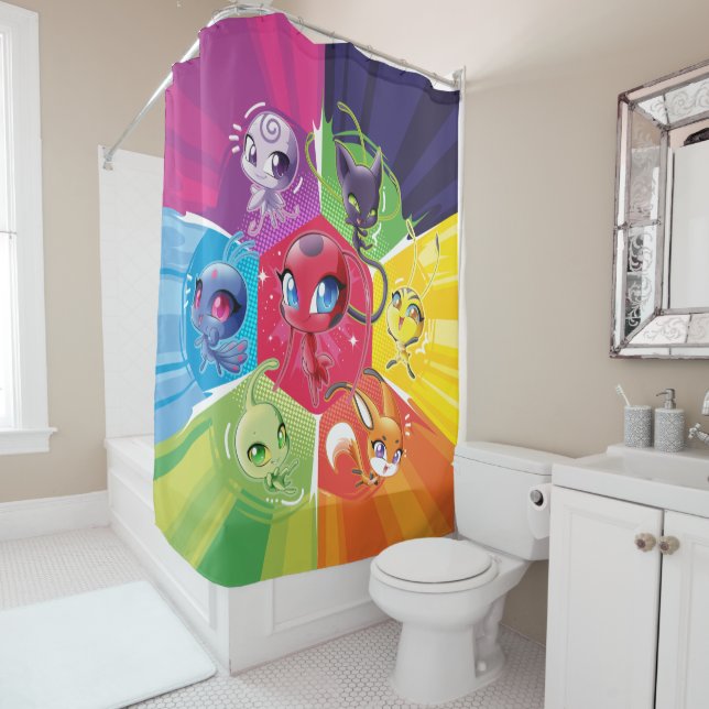 Colourful Kwamis Shower Curtain (In Situ)