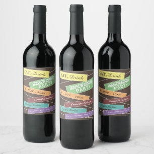 Colourful Label, Housewarming Party Wine Label