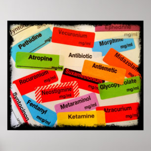 COLOURFUL LABELS GRUNGE BORDER POSTER