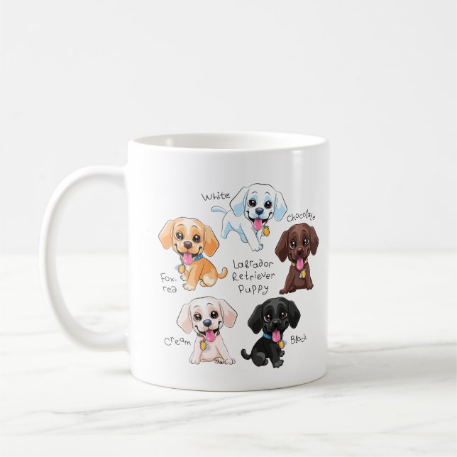 Colourful Labrador Retriever Puppy Pack, Cute Dog Coffee Mug (Left)