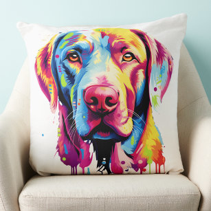 Colourful Labrador Retriever Retro Dog Lover  Cushion