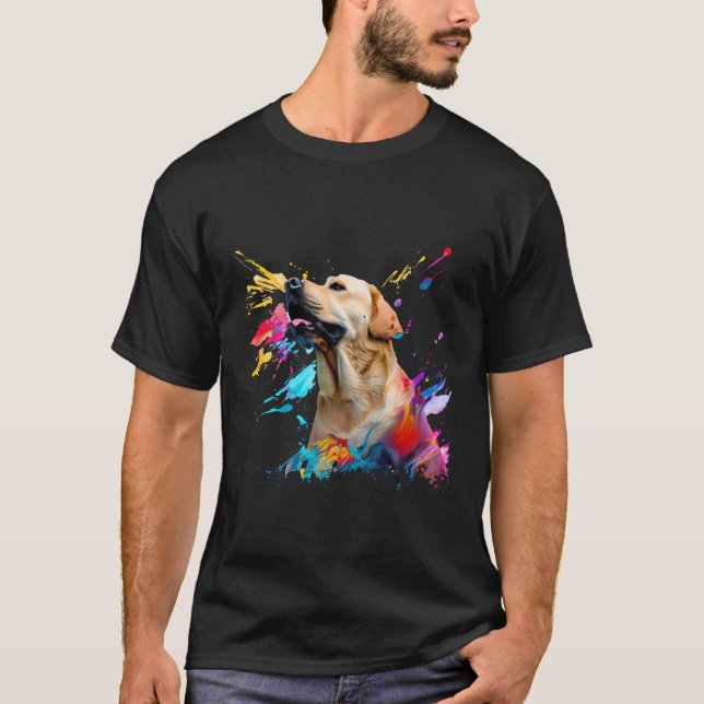 Colourful Labrador Splashes Of Paint Abstract Art  T-Shirt (Front)