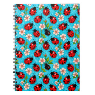 Colourful Ladybug Pattern with Flowers Notebook