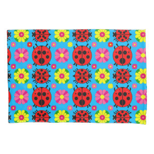 Colourful Ladybugs and Flowers Pillowcase