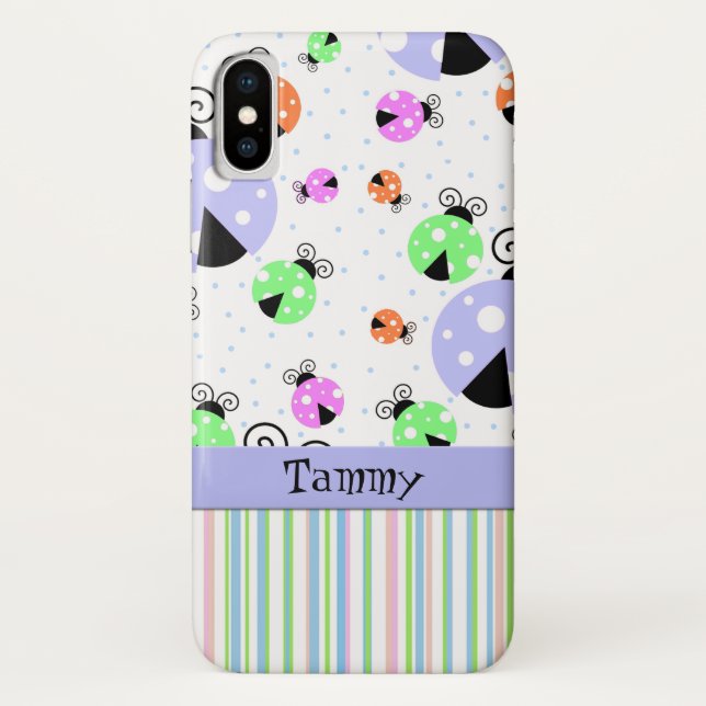 Colourful Ladybugs and Stripes Case-Mate iPhone Case (Back)