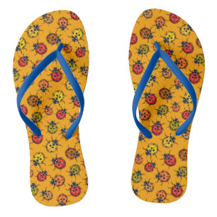 Colourful ladybugs flip flops