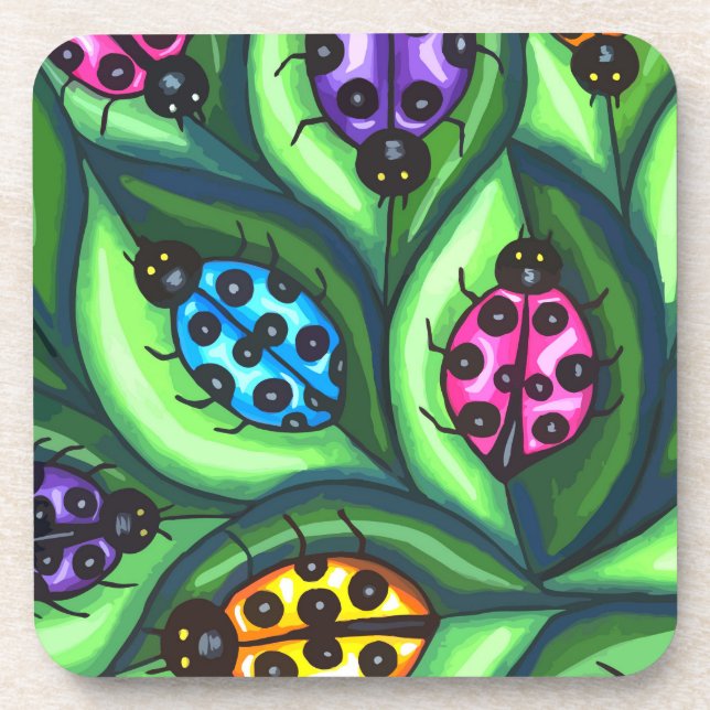 Colourful Ladybugs Insect nature original wildlife Coaster (Front)