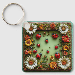 Colourful ladybugs key ring