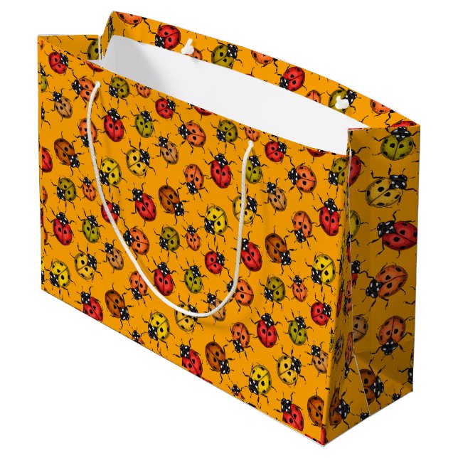 Colourful ladybugs large gift bag (Back Angled)