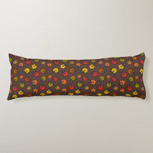 Colourful ladybugs on brown body cushion