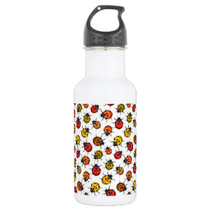 Colourful ladybugs on white 532 ml water bottle