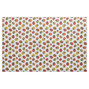 Colourful ladybugs on white fabric