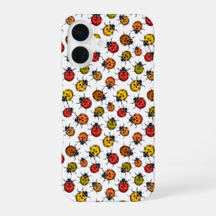 Colourful ladybugs on white iPhone 16 case