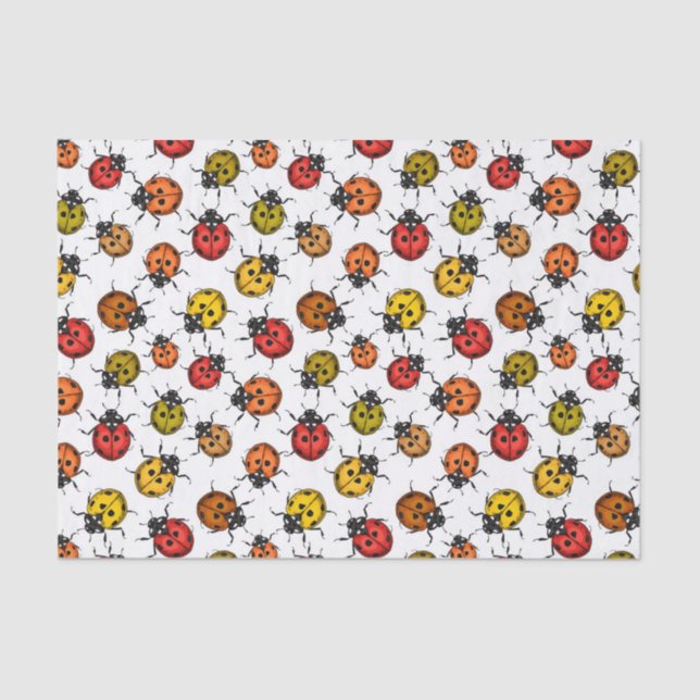 Colourful ladybugs on white tissue paper (Front)