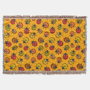 Colourful ladybugs throw blanket
