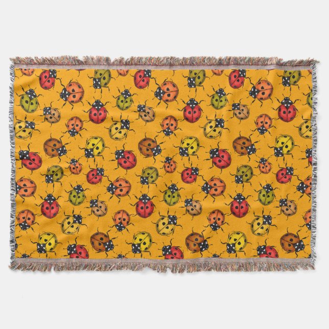 Colourful ladybugs throw blanket (Front)