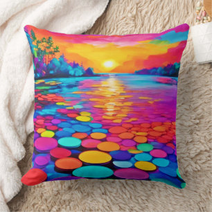 Colourful Lake at Sunset Cushion