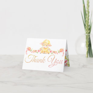 Colourful Lamb / Sheep Girl's Baby Shower Thank Yo Thank You Card