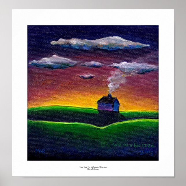 Colourful landscape morning light new year art poster (Front)