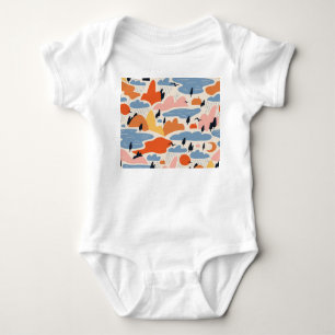 Colourful landscape, mountains, lakes, seamless. baby bodysuit